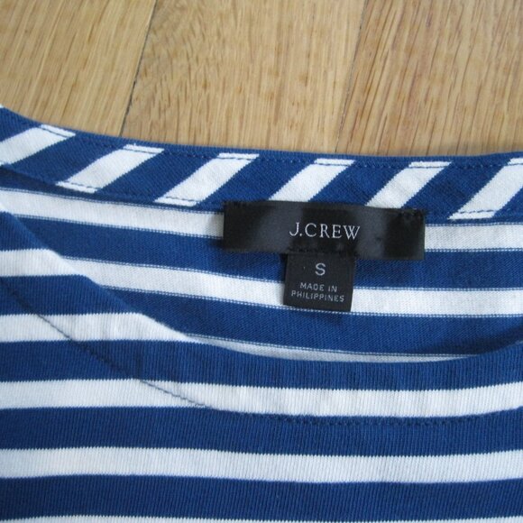 J. Crew Knit Front-Pocket Shift Dress in Blue & White Stripes Size S 100% Cotton - Picture 8 of 8